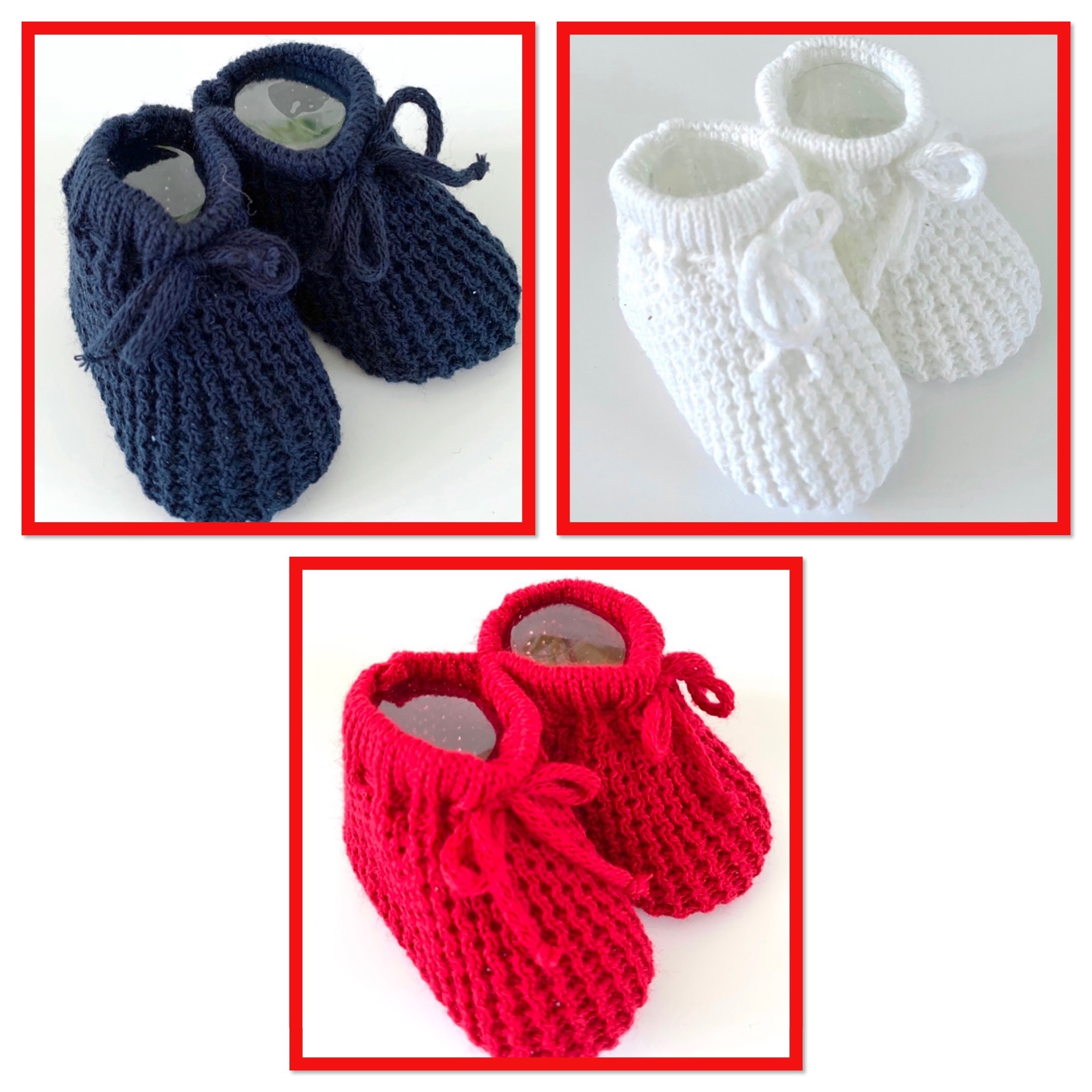 Red White Blue Knitted Baby Booties