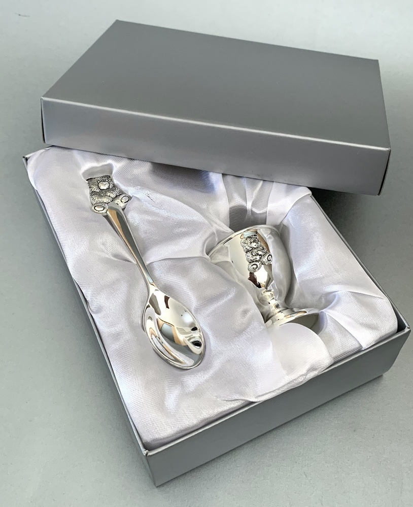 Silver Plated Egg Cup & Spoon Gift Set