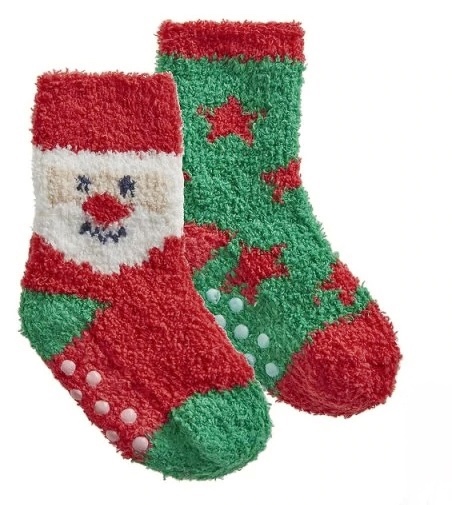 Grippy Santa Christmas Toddler Socks - 2 pack