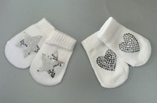 Winter Knitted Mittens - White