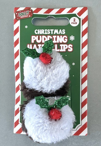 Christmas Pudding Hair Clips - 2 pack