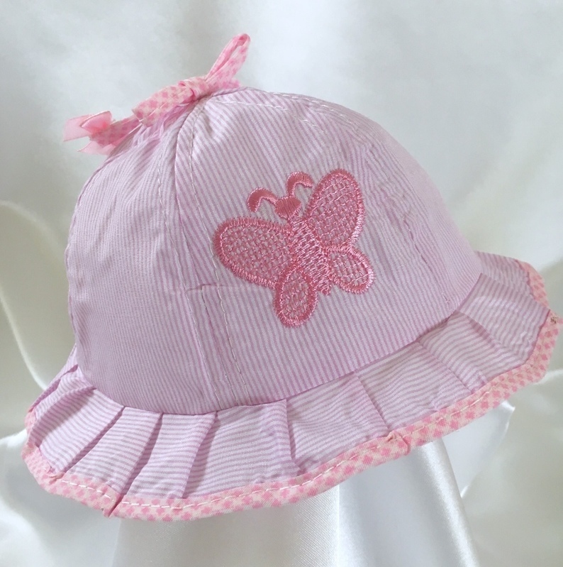 Pink Butterfly Baby Girls Summer Hat