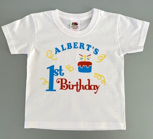Personalised First Birthday T-shirt - red / blue/ yellow
