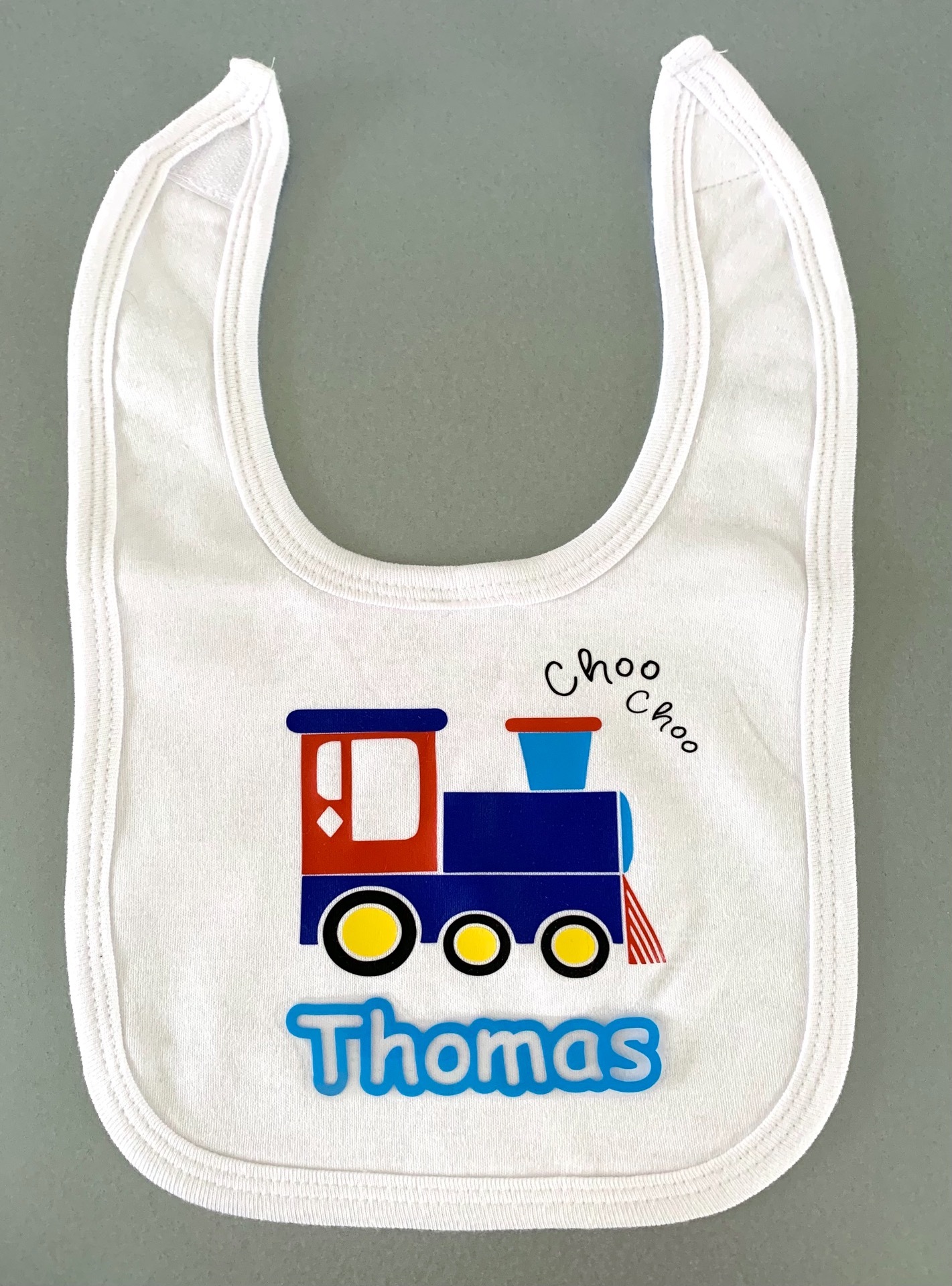 Personalised Train Baby Bib