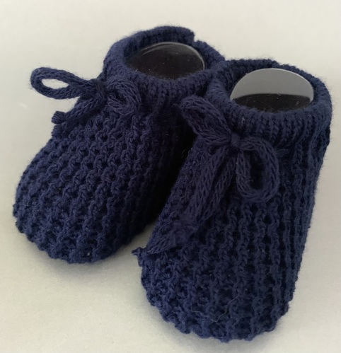 Newborn Knitted Booties - navy