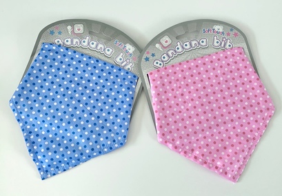 Pink / Blue Polka Dot Bandana Baby Bibs