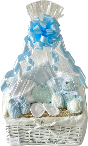 Pale Blue Baby Boy Gift Basket