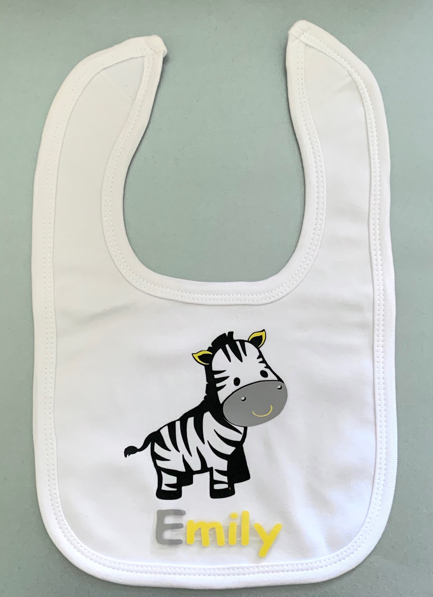 Personalised Zebra Baby Bib