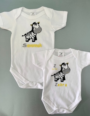 Zebra Baby Bodysuit - can be personalised