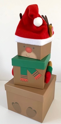 Stacking Reindeer Gift Boxes - Empty