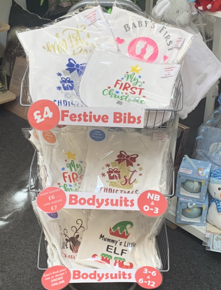 Hand Printed Baby Bibs & Bodysuits