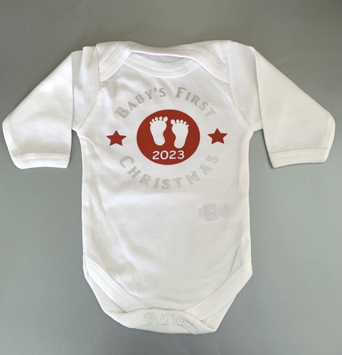 Baby’s First Christmas 2023 Bodysuit - red