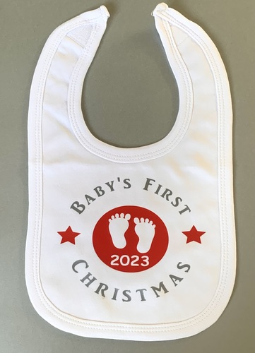 Baby’s First Christmas 2024 Bib - red