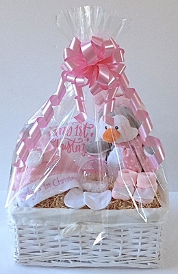 Luxury Baby’s First Christmas Gift Basket - pink