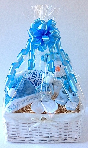 Luxury Baby’s First Christmas Gift Basket - blue