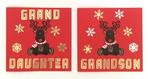 Handmade Reindeer GRANDDAUGHTER / GRANDSON Card