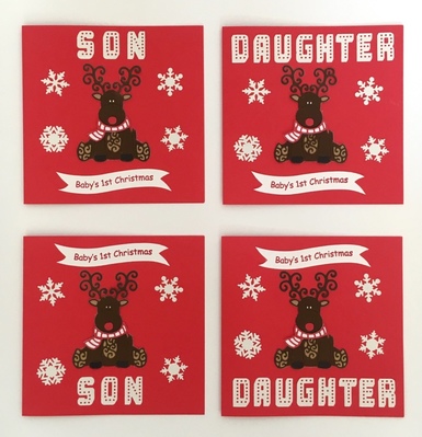 Handmade 1st Christmas Reindeer DAUGHTER / SON  Card