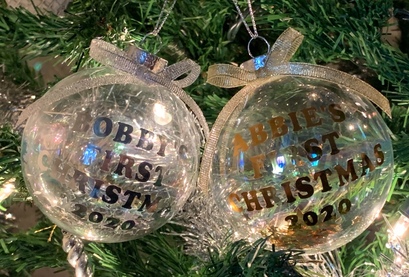 Handmade Personalised Christmas 2022 Glass Bauble  - Silver / Gold
