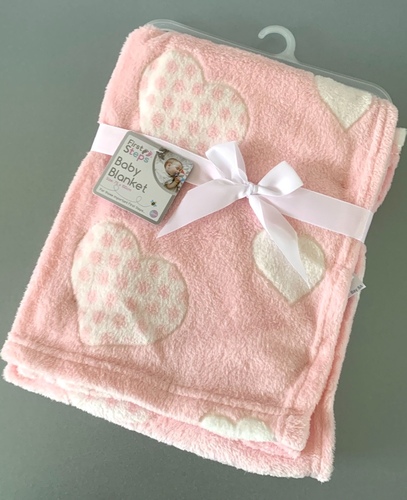Pink Heart Fleece Baby Blanket