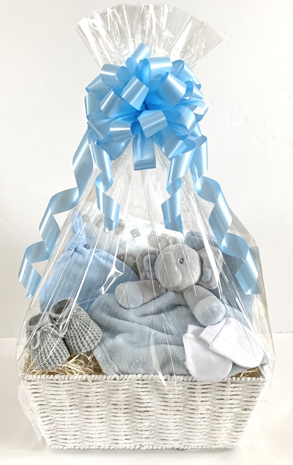 Blue Elephant Baby Boy Gift Basket