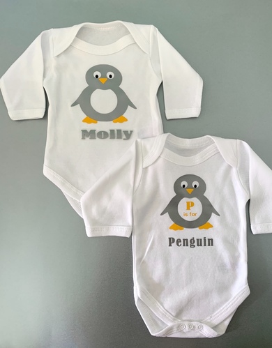 Penguin Baby Bodysuit - can be personalised
