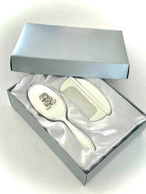 Silver Plated Hairbrush & Comb Gift Set
