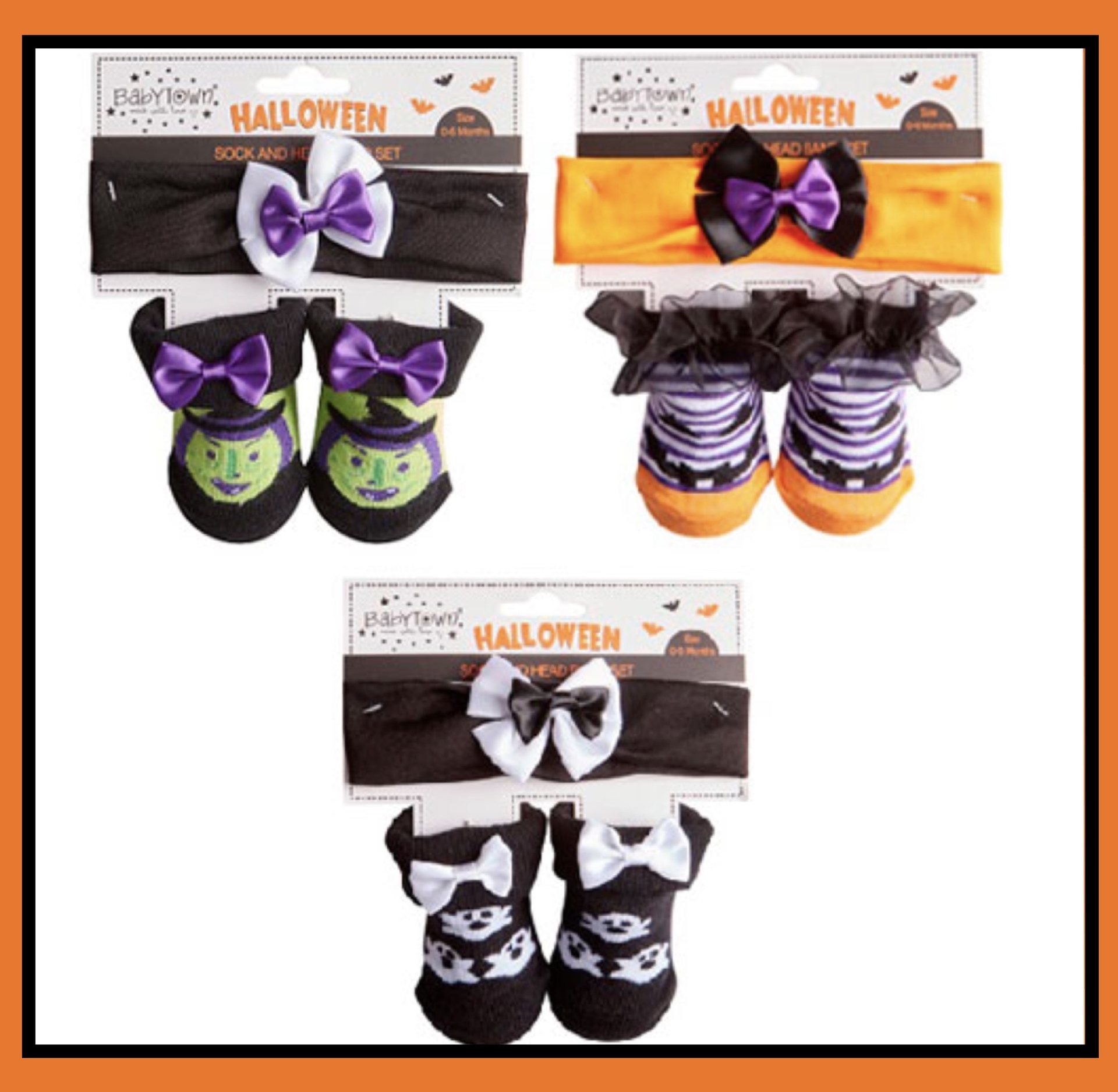 Baby's Halloween Sock & Headband Sets