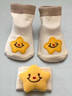 Star Baby Socks & Wrist Rattle set