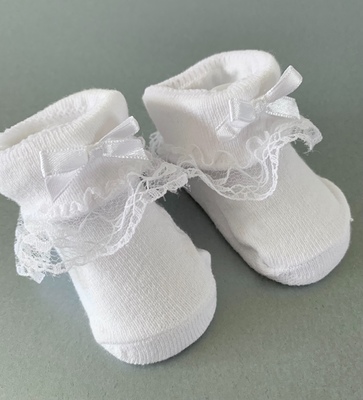 Newborn White Frilly Socks