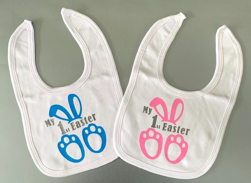 My First Easter Bunny Bib - pink / blue