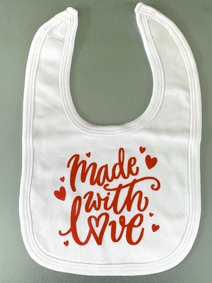 Made With Love Bib - red