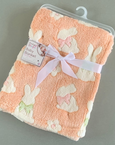 Peach Bunny Fleece Baby Blanket