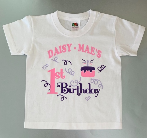 Personalised First Birthday T-shirt - pink / lilac / purple