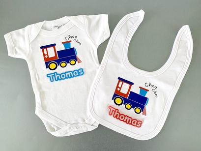 Personalised Train Baby Gift Set