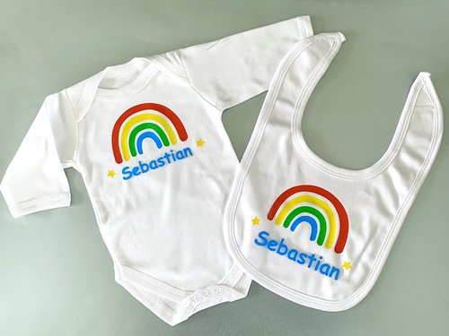 Personalised Rainbow Baby Gift Set - Bright