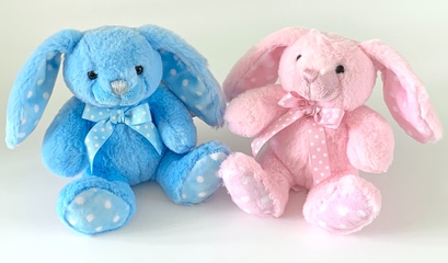 Fluffy Bunny Soft Toy - Pink & Blue