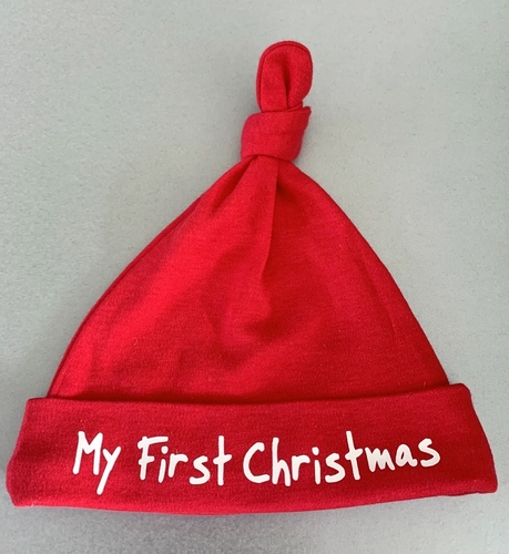 Red My First Christmas Baby Hat
