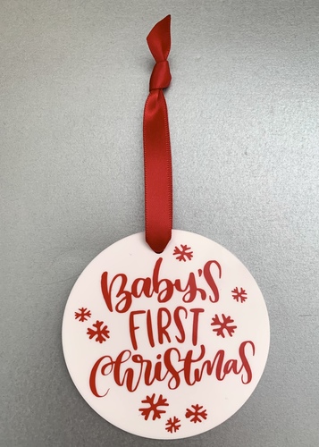 Baby’s First Christmas Disc Decoration - red