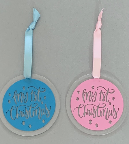 My First Christmas Disc Decoration - pink / blue