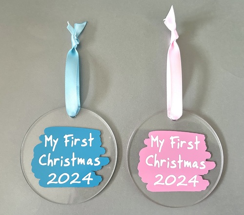 My First Christmas 2024 Disc Decoration - pink / blue