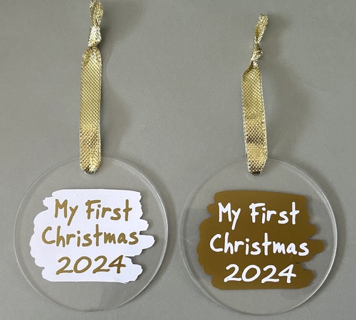 My First Christmas 2024 Disc Decoration - white / gold