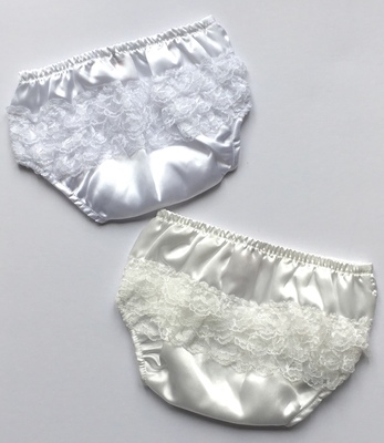 Baby Girls Satin Frilly Knickers - fine lace