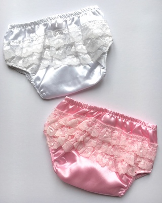 Baby Girls Satin Frilly Knickers - lace