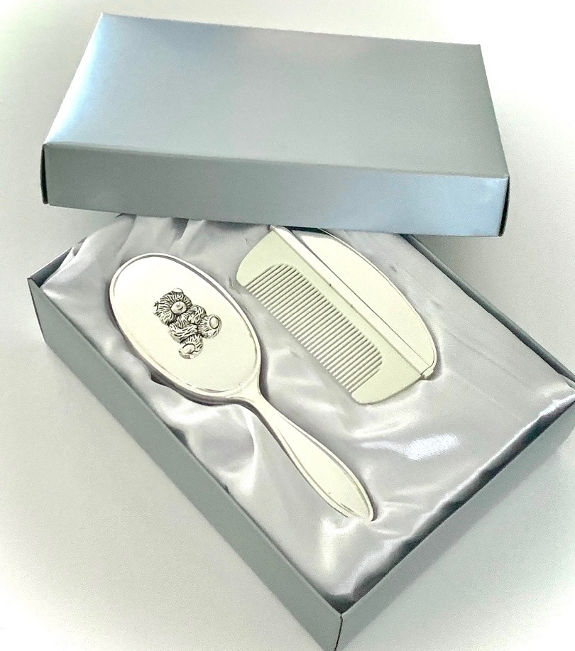 Silver Plated Baby Hairbrush Set