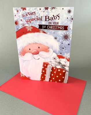 First Christmas Card - Santa & Present