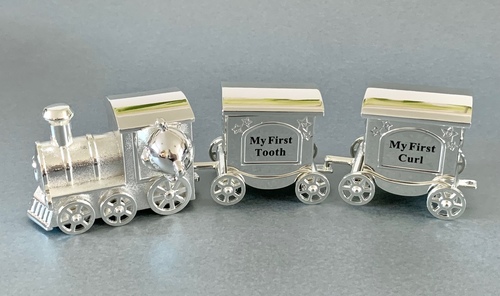 Silver Plated Train Tooth & Curl Pot Gift Set