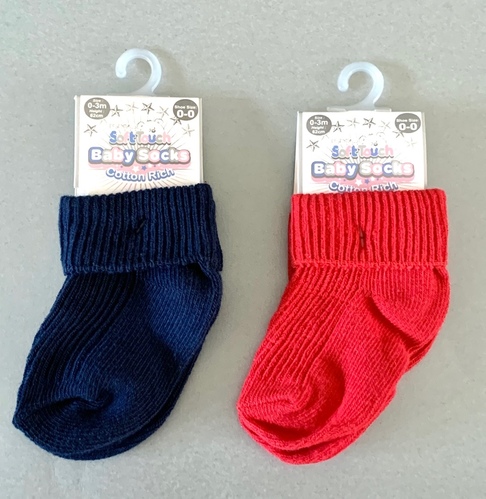 Baby Socks - 0-3 months - Navy & Red