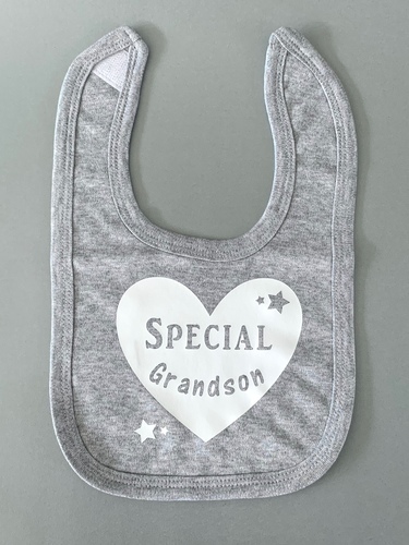 Special Grandson  Bib - grey