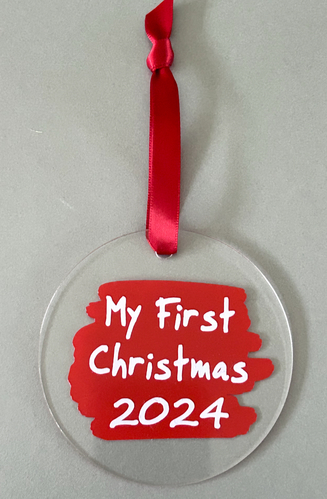 My First Christmas 2024 Disc Decoration - red