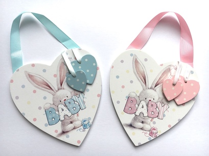 Baby Bunny Heart Plaque